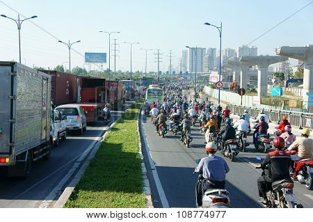 Crowded, Vietnam, Asia ctiy, vehicle, exhaust fumes,