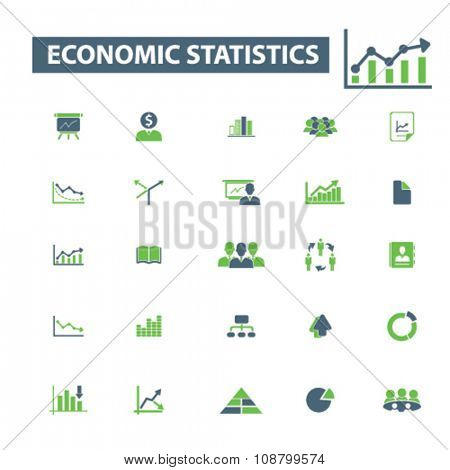 economic statistics, analytics  icons, signs vector concept set for infographics, mobile, website, application
