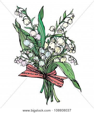 Lily Of The Valley - Vintage Engraved Illustration Of Spring Flowers, Isolated On White Baskground
