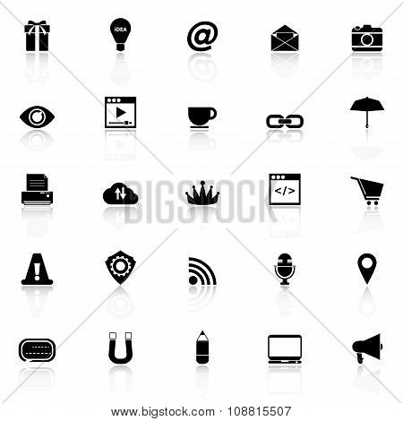 Internet Website Icons With Reflect On White