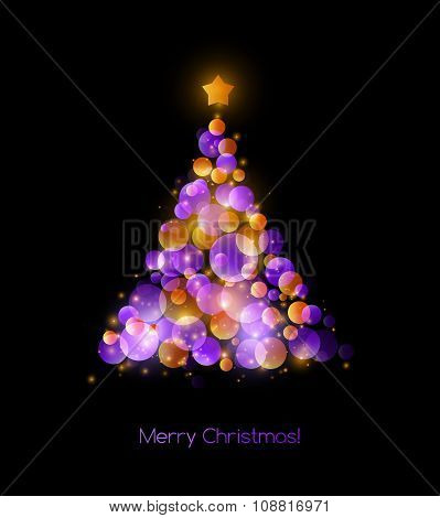 Christmas tree. Vector greeting