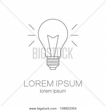 Modern line style vector logo collection with light bulb isolated