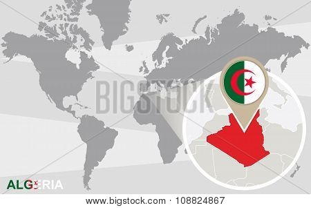 World Map With Magnified Algeria