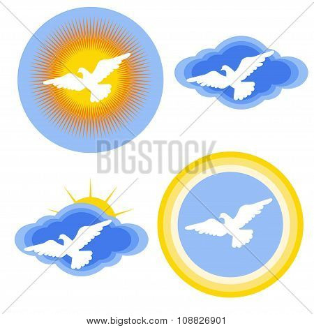 White Dove Stickers Set