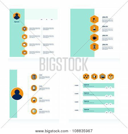 Set Of Timeline Vectors Design   Bule, Yellow Color Style