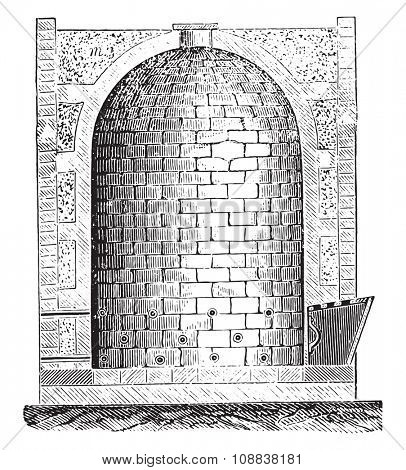 Furnace Oberndorf, vintage engraved illustration. Industrial encyclopedia E.-O. Lami - 1875.