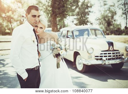 Bride and groom on their wedding day