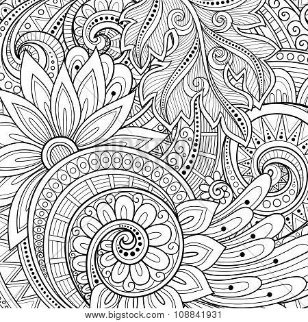 Vector Monochrome Floral Background