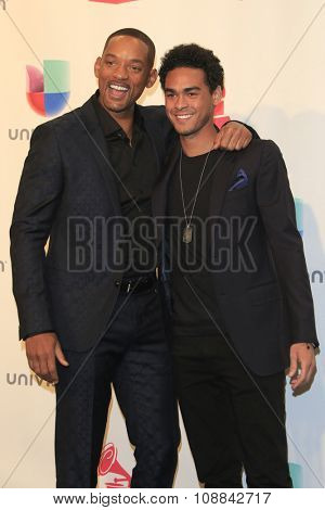 LAS VEGAS - NOV 19:  Will Smith, Trey Smith at the 16th Latin GRAMMY Awards at the MGM Grand Garden Arena on November 19, 2015 in Las Vegas, NV