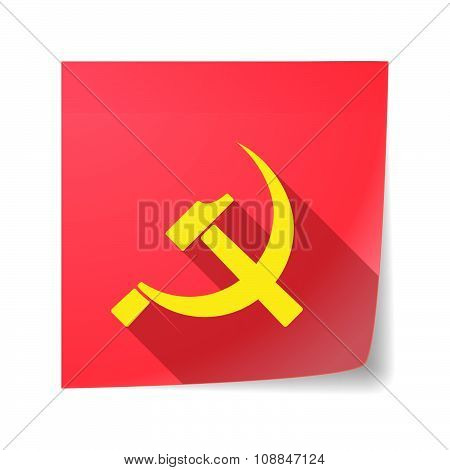 Long Shadow Vector Sticky Note Icon With  The Communist Symbol