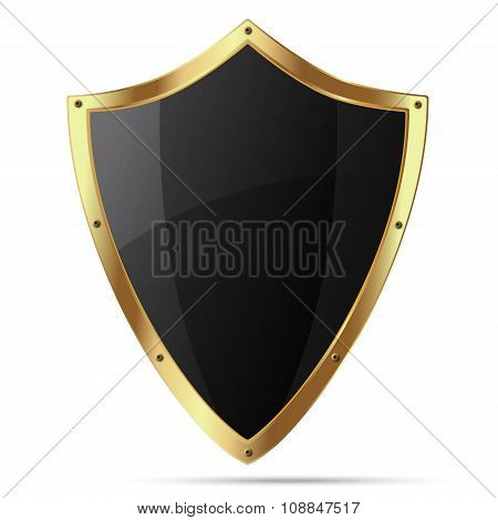 Glittering Black Shield With Gold Body That Have Rivets On The Perimeter