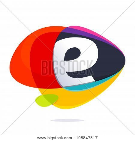 E Letter With Ellipses Intersection Logo.