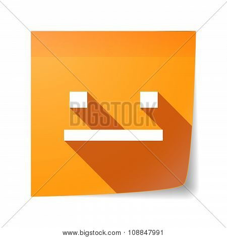 Long Shadow Vector Sticky Note Icon With A Emotionless Text Face