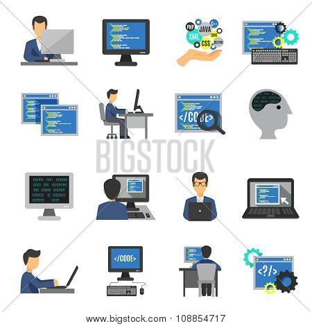 Programmer Icons Flat Set