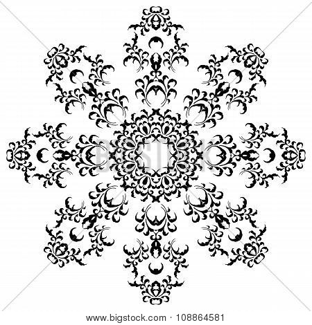 Circular floral ornament Mehndi Henna Tattoo Mandala, Yantra blue. Vintage vector banner frame card