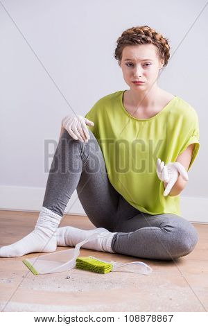 Woman Tired Of Cleaning House