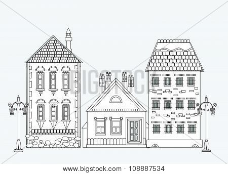 City house, very detailed editable doodle