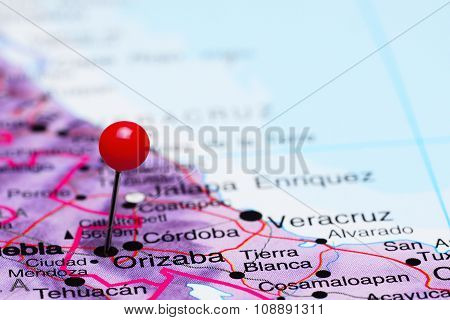 Orizaba pinned on a map of Mexico