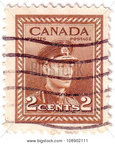 Canada - Circa 1942: Stamp Printed By Canada, Shows King George Vi, Circa 1942