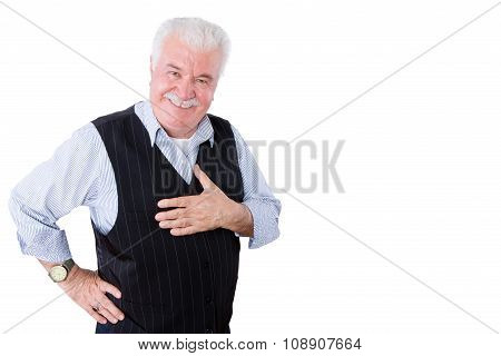 Gracious Polite Elderly Man Showing His Gratitude