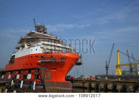 Ship under repairs