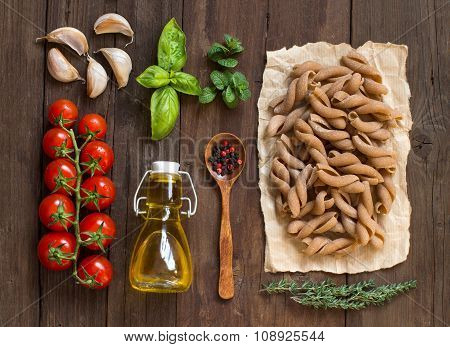 Whole Wheat Pasta, Vegetables,  Herbs And Olive Oil