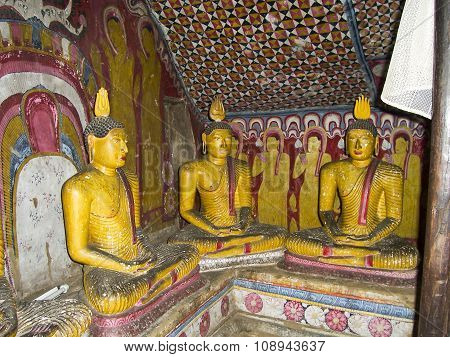 Inside Of Rock Temple In Dambulla, Sri Lanka.
