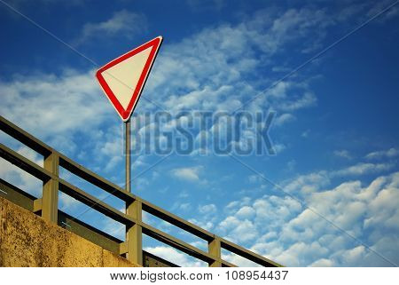 Yield Sign On The Road