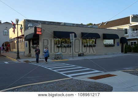 Pedestrians Cross Bay Street
