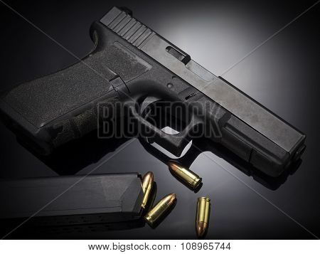 Pistol gun on black background