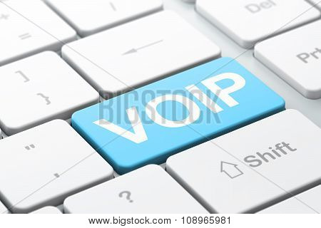 Web development concept: VOIP on computer keyboard background