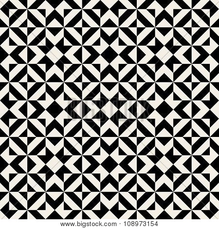 Vector Seamless Black And White Ethnic Square Pattern