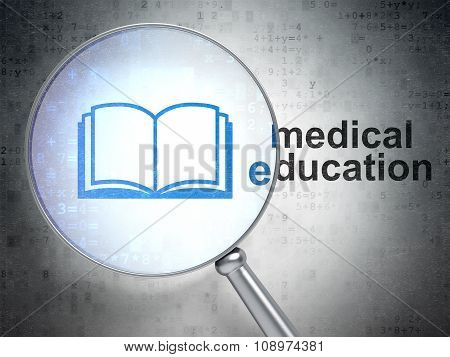 Studying concept: Book and Medical Education with optical glass