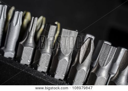 Macro Collection Of Phillips, Torx, Star And Slotted Bits 4
