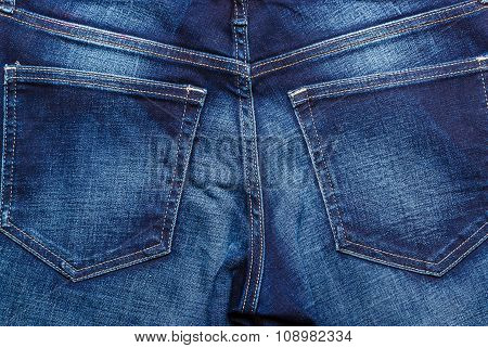 Closeup Detail Of Blue Denim Pocket