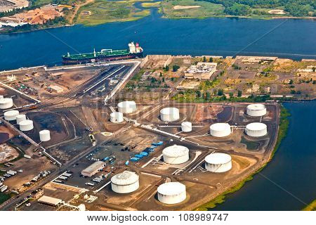 Oil Farm With River