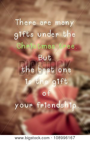 Quote About Christmas. Christmas Background With Ornament On An Old Wooden Backgroundchristmas Backg