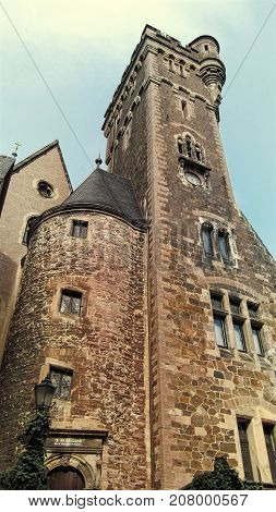 Close-up of a tower. Wernigerode Castle in Germany