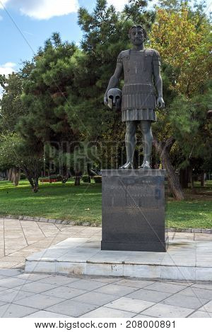 THESSALONIKI, GREECE - SEPTEMBER 30, 2017: Philip II of Macedon Monument at embankment of city of Thessaloniki, Central Macedonia, Greece