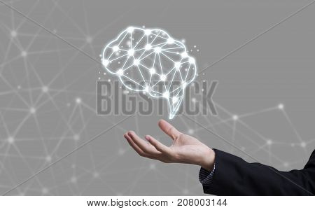 brainstorming creative idea abstract icon on business hand.