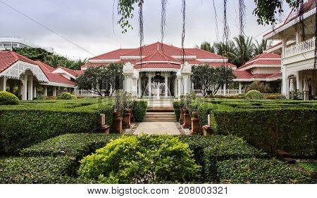 Tropical garden in vintage style resort at Hua-Hin