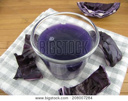 Tasty red cabbage smoothie in a jar