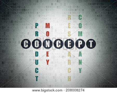 Advertising concept: Painted black word Concept in solving Crossword Puzzle on Digital Data Paper background
