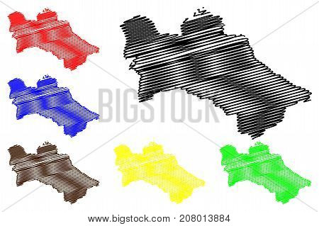 Turkmenistan map vector illustration , scribble sketch Turkomen