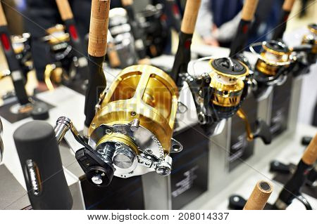 Baitcasting Reel On Fishing Rods In Shop