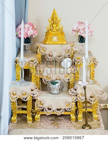 set of altar table for ritual in Thailand