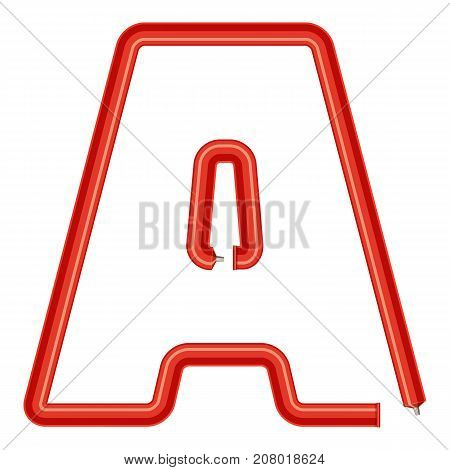Letter a plastic tube icon. Cartoon illustration of letter a plastic tube vector icon for web