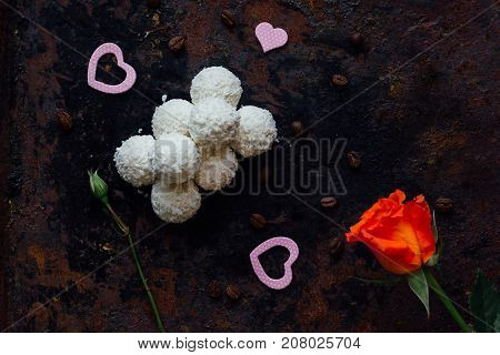 Beautiful white sweets - concept of romantic dessert