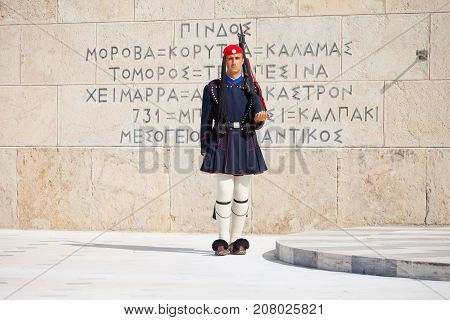 Evzone Guarding Parliament, Athens