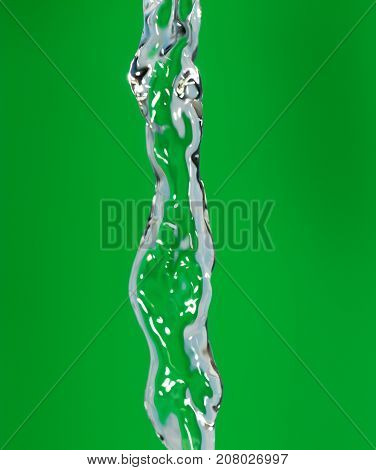 a jet of water on a green background